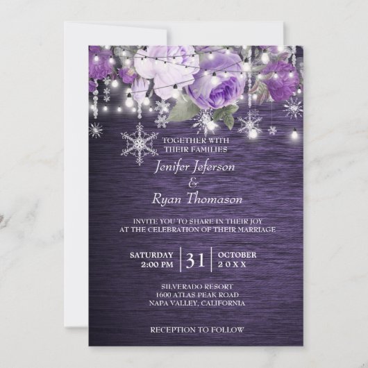 Mariage floral rustique hiver Invitation (Devant)