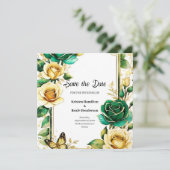 Mariage floral simple Enregistrer la carte de date (Debout devant)