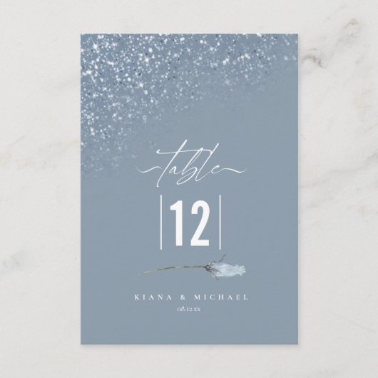 Mariage Floral Sparkles Numéro de table Blue2 ID88 (Devant)