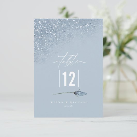 Mariage Floral Sparkles Numéro de table Blue ID889 (Debout devant)