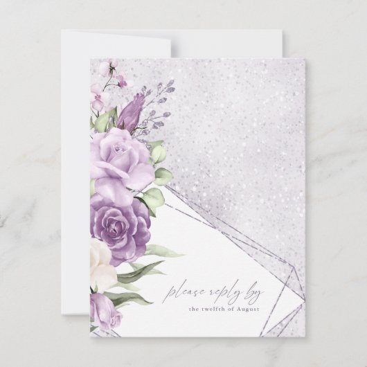 Mariage Floral Sparkles RSVP Mauve ID889 (Devant)