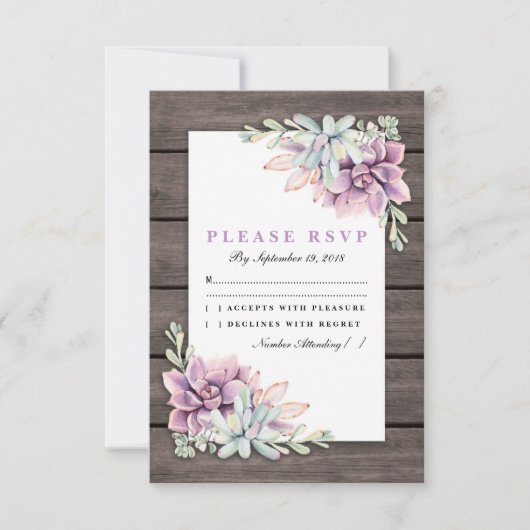 Mariage Floral Succulent de Campagne Rustique RSVP (Devant)