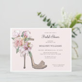 Mariage floral talons nuptiale douche Invitation (Debout devant)