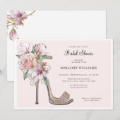 Mariage floral talons nuptiale douche Invitation (Devant / Derrière)
