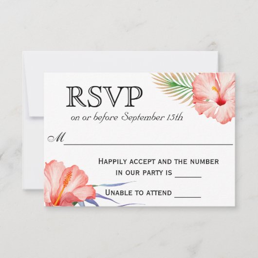 Mariage floral tropical hawaïen Luau RSVP (Devant)