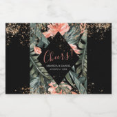 Mariage Floral Tropical Noir Mini Étiquette Liquor (Étiquettes simples)