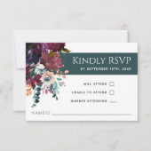 Mariage floral Turquoise élégant luxueux RSVP (Devant)