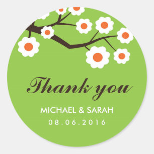 Mariage Floral Vert Favoriser Merci Sticker