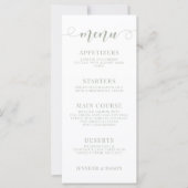 Mariage floral vert foncé Cartes de menu (Devant)