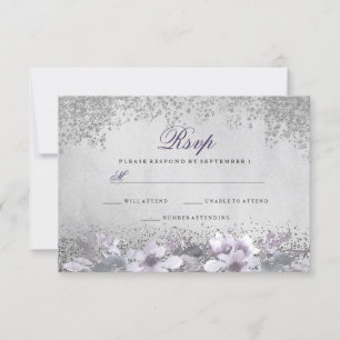 Mariage floral violet argenté RSVP