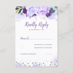 Mariage floral violet et argenté RSVP