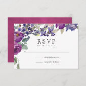 Mariage floral violet et prune RSVP (Devant / Derrière)