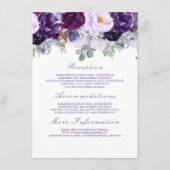 Mariage floral violet Informations Carte d'invité (Devant)
