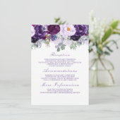 Mariage floral violet Informations Carte d'invité (Debout devant)