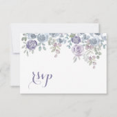 Mariage Floral Violet Moderne RSVP (Devant)