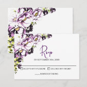 Mariage floral violet rustique RSVP (Devant / Derrière)