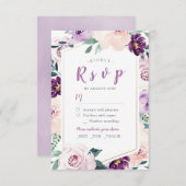 Mariage florissant botanique violet fleuri RSVP (Devant / Derrière)