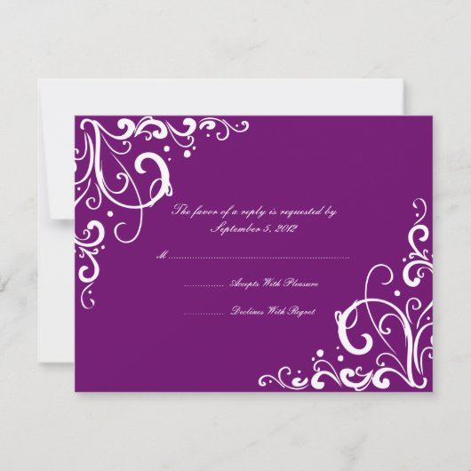Mariage florissant violet et blanc RSVP (Devant)