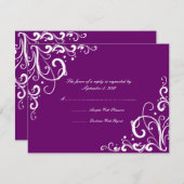 Mariage florissant violet et blanc RSVP (Devant / Derrière)