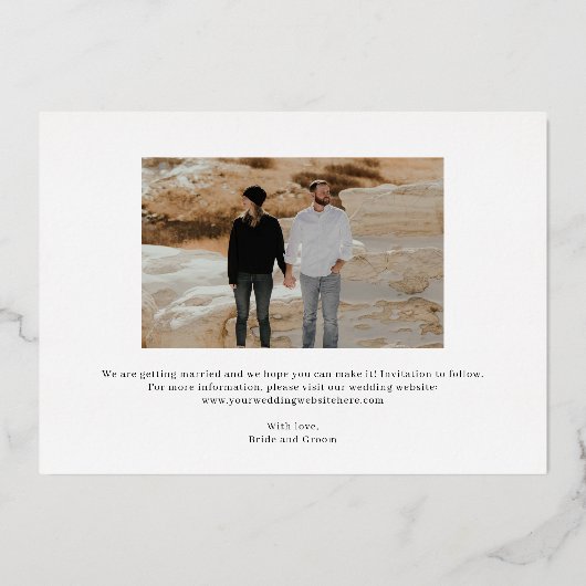 Mariage FOIL Gras Classique Enregistrer La Carte D (Verso)