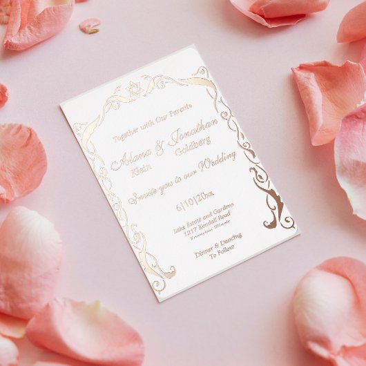 Mariage Foil Invitation de cadre de foil juif