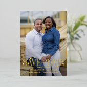 Mariage FOIL Moderne Rétro Enregistrer La Carte Da (Debout devant)