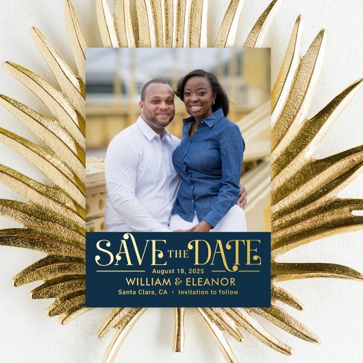 Mariage FOIL Moderne Rétro Enregistrer La Carte Da