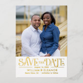 Mariage FOIL Moderne Rétro Enregistrer La Carte Da (Recto)