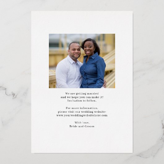 Mariage FOIL Moderne Rétro Enregistrer La Carte Da (Verso)