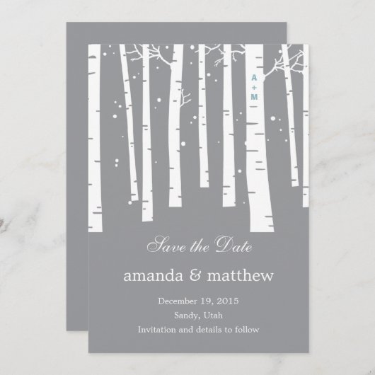 Mariage Forêt D'Hiver Enregistrer Les Cartes De Da (Devant / Derrière)