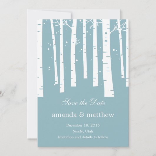 Mariage Forêt D'Hiver Enregistrer Les Cartes De Da (Devant)