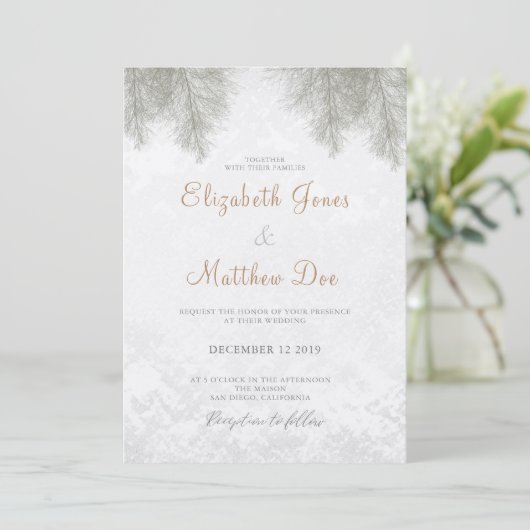 Mariage Forêt Un Mariage D'Hiver Invitation Rustiq (Debout devant)
