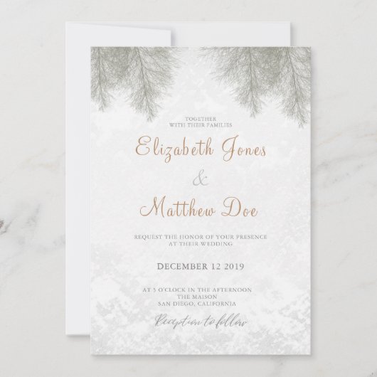 Mariage Forêt Une Invitation De Mariage D'Hiver (Devant)