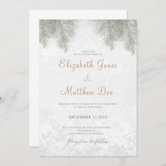 Mariage Forêt Une Invitation De Mariage D'Hiver (Devant / Derrière)