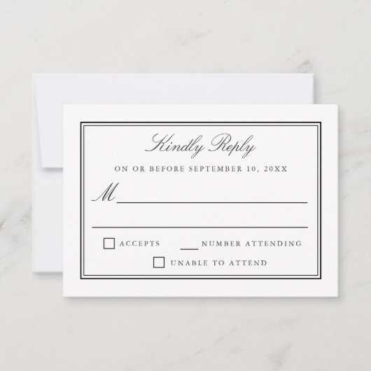 Mariage formel classique blanc élégant RSVP (Devant)