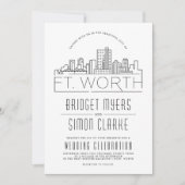 Mariage Fort Worth | Invitation Skyline stylisée (Devant)