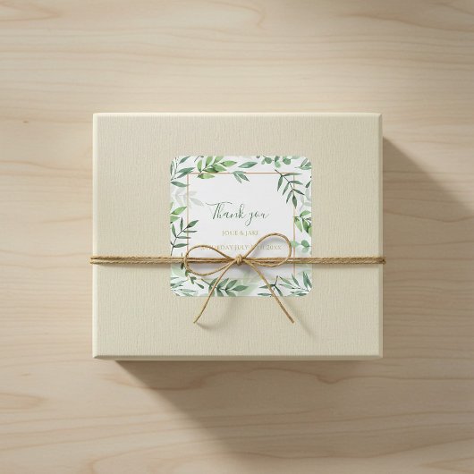 Mariage frontalier feuille vert merci autocollant