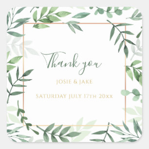 Mariage frontalier feuille vert merci autocollant