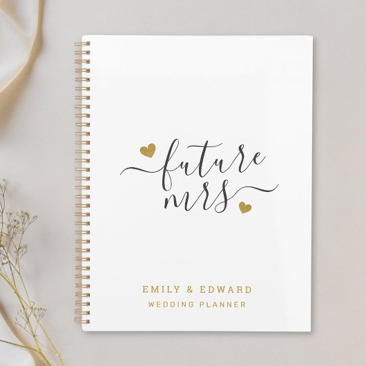 Mariage futur Mme Cœurs en or écriture moderne