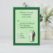 Mariage gai vert simple RRSVP avec choix de menu (Debout devant)