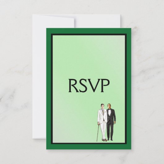 Mariage gai vert simple RRSVP avec choix de menu (Dos)