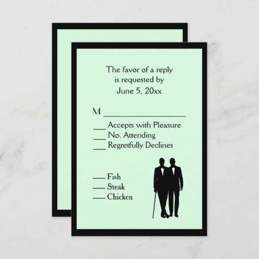 Mariage gai vert simple RRSVP avec choix de menu (Devant / Derrière)