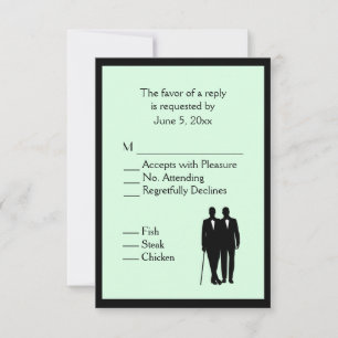 Mariage gai vert simple RRSVP avec choix de menu