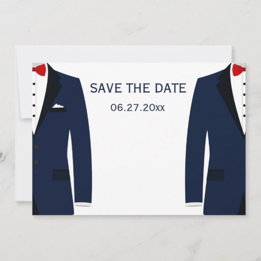 Mariage gay bleu et blanc Cartons Save The Date (Devant)
