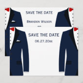 Mariage gay bleu et blanc Cartons Save The Date (Devant / Derrière)