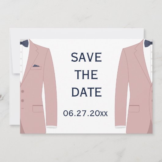 Mariage Gay Rose Et Bleu Enregistrer La Carte Date (Devant)