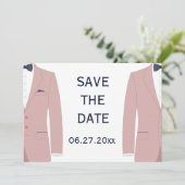 Mariage Gay Rose Et Bleu Enregistrer La Carte Date (Debout devant)