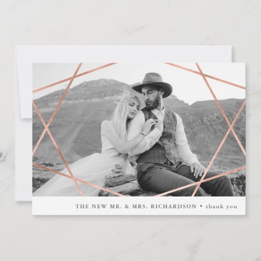 Mariage Geo| Faux Cuivre avec Merci photo (Devant)