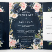 Mariage géométrique à trois volets bleu-bleu de la (Intérieur au milieu)