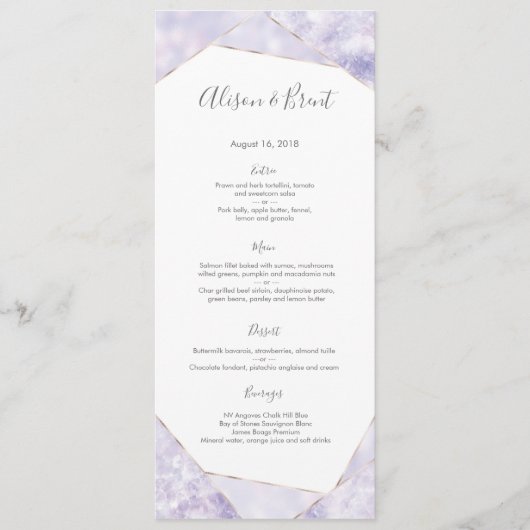Mariage géométrique en or violet Menu ou Carte Pro (Devant)